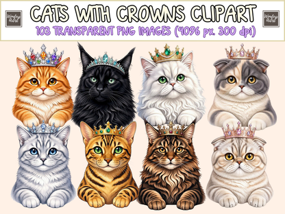 Cats with Crowns Clipart