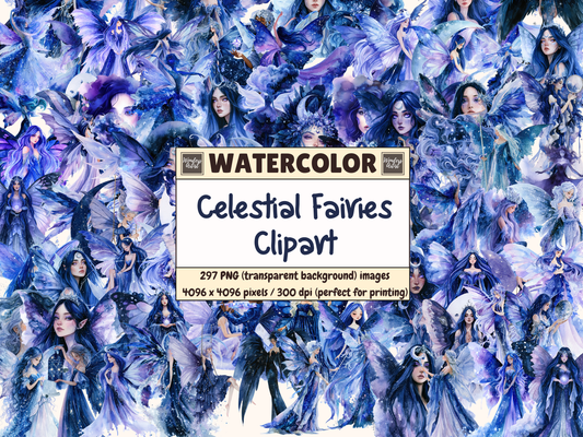 Celestial Fairies Watercolor Clipart