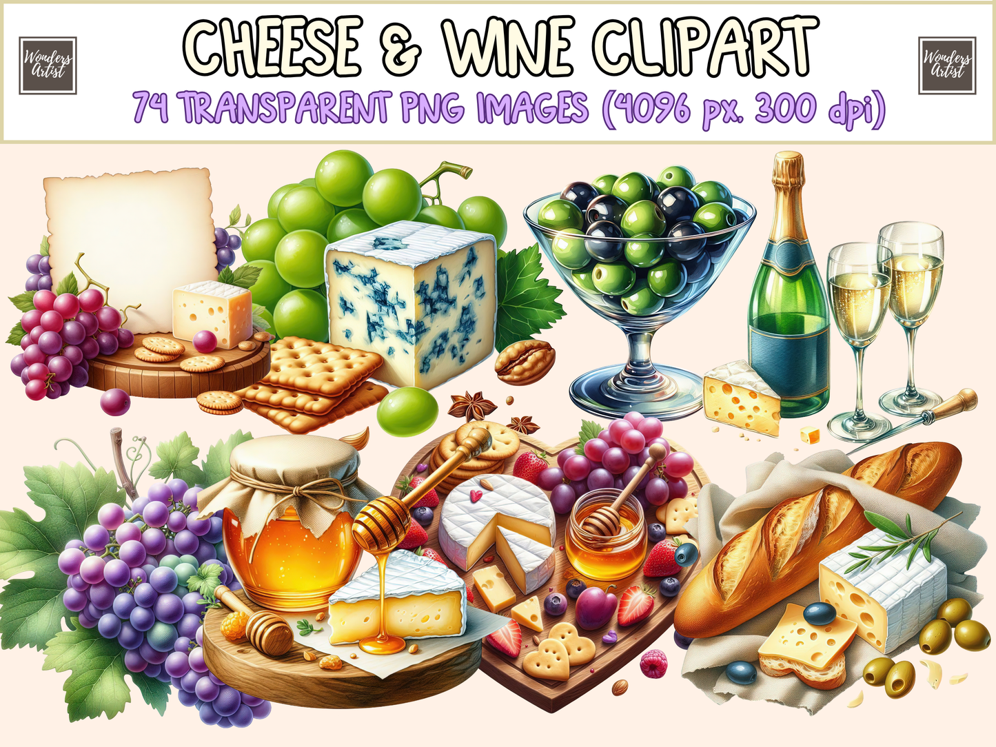 Cheese & Wine Clipart