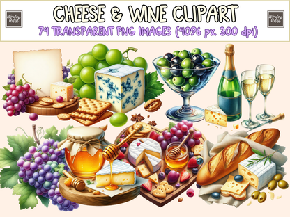 Cheese & Wine Clipart