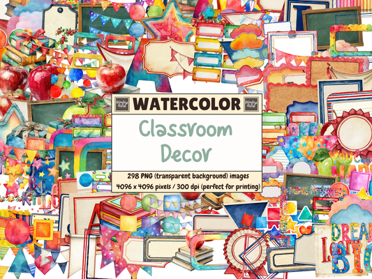 Classroom Decor Watercolor Clipart