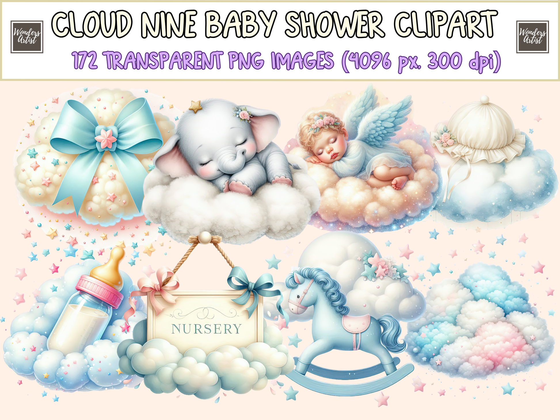 Cloud Nine Baby Shower Clipart