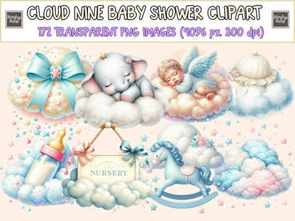 Cloud Nine Baby Shower Clipart