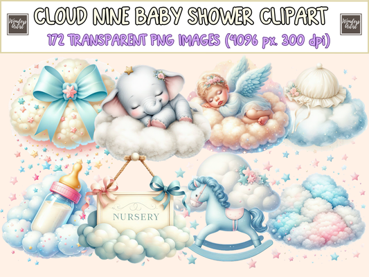 Cloud Nine Baby Shower Clipart