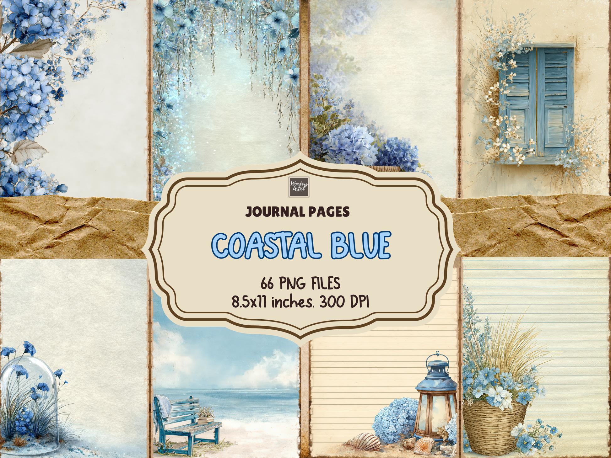 Coastal Blue Journal Pages