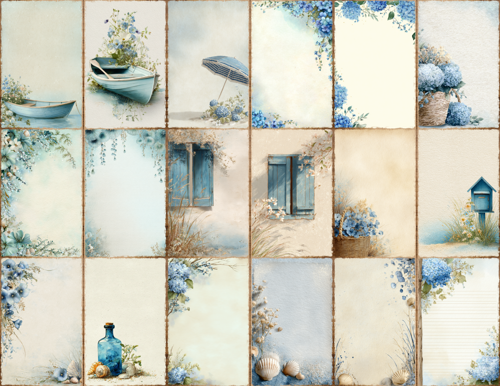 Coastal Blue Journal Pages