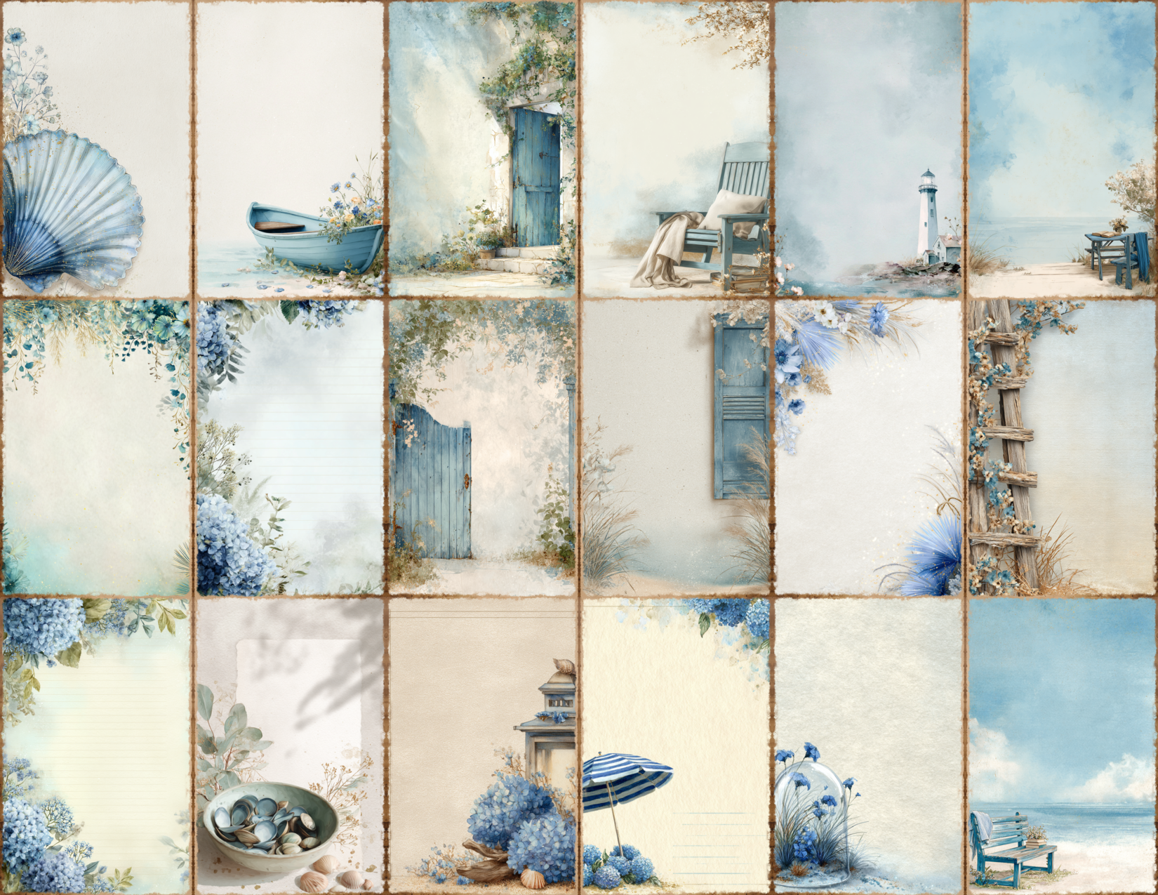Coastal Blue Journal Pages