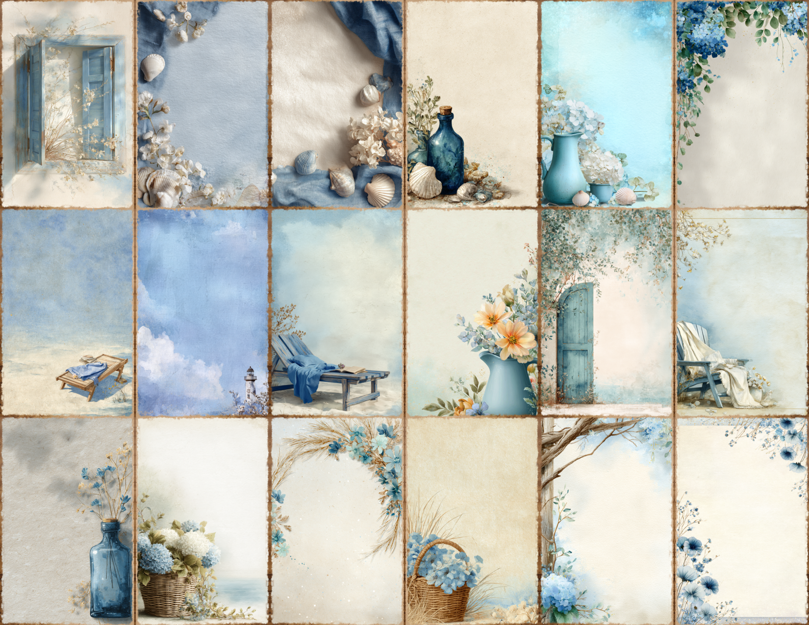 Coastal Blue Journal Pages