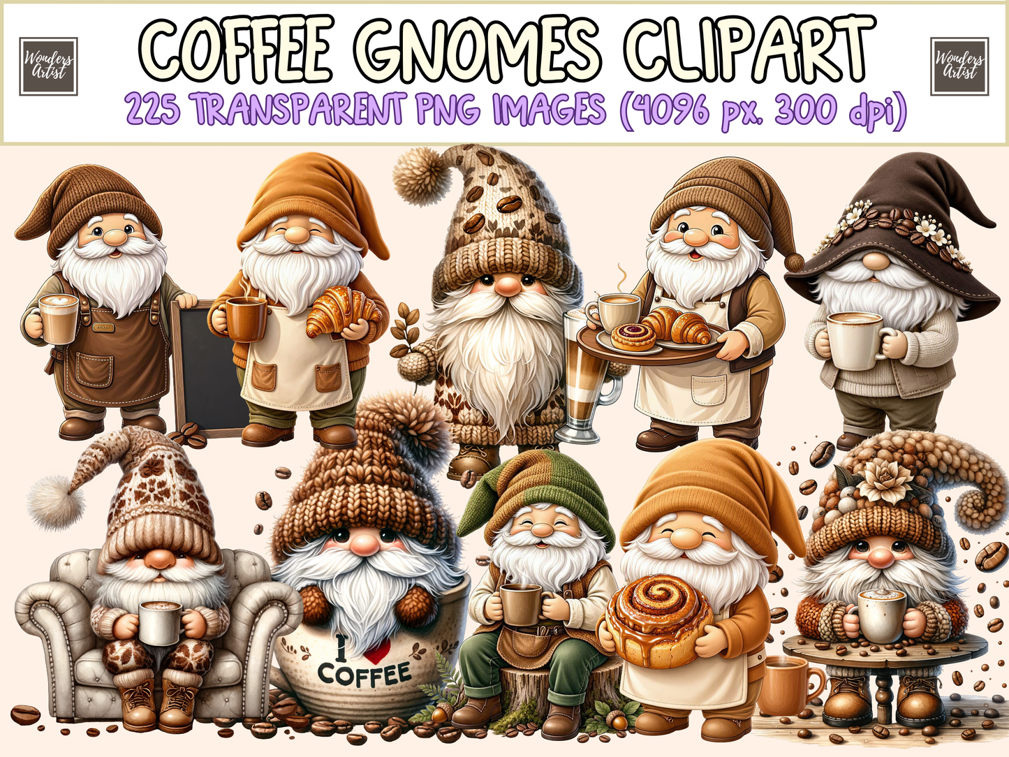 Coffee Gnomes Clipart