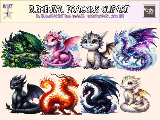 Elemental Dragons Clipart