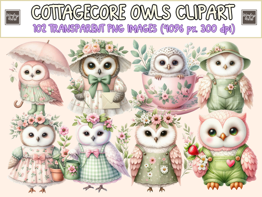 Cottagecore Owls Clipart