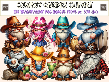 Cowboy Gnomes Clipart