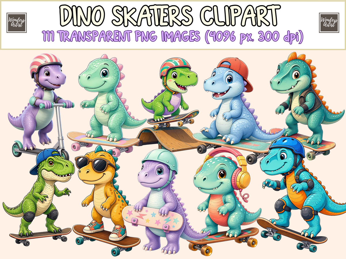 Dino Skaters Clipart