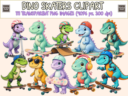 Dino Skaters Clipart