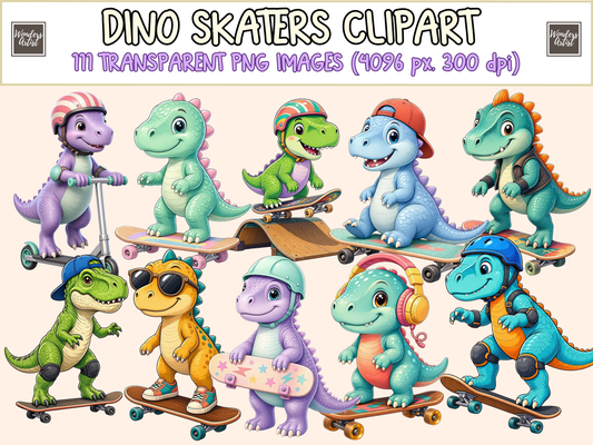 Dino Skaters Clipart