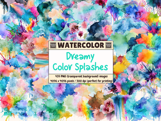 Dreamy Color Splashes Watercolor Clipart