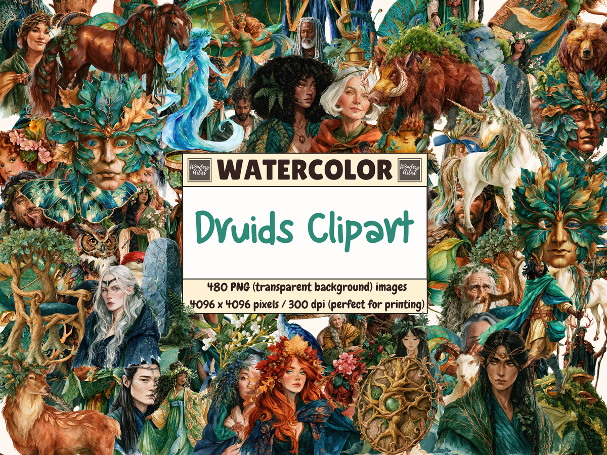 Druids Watercolor Clipart