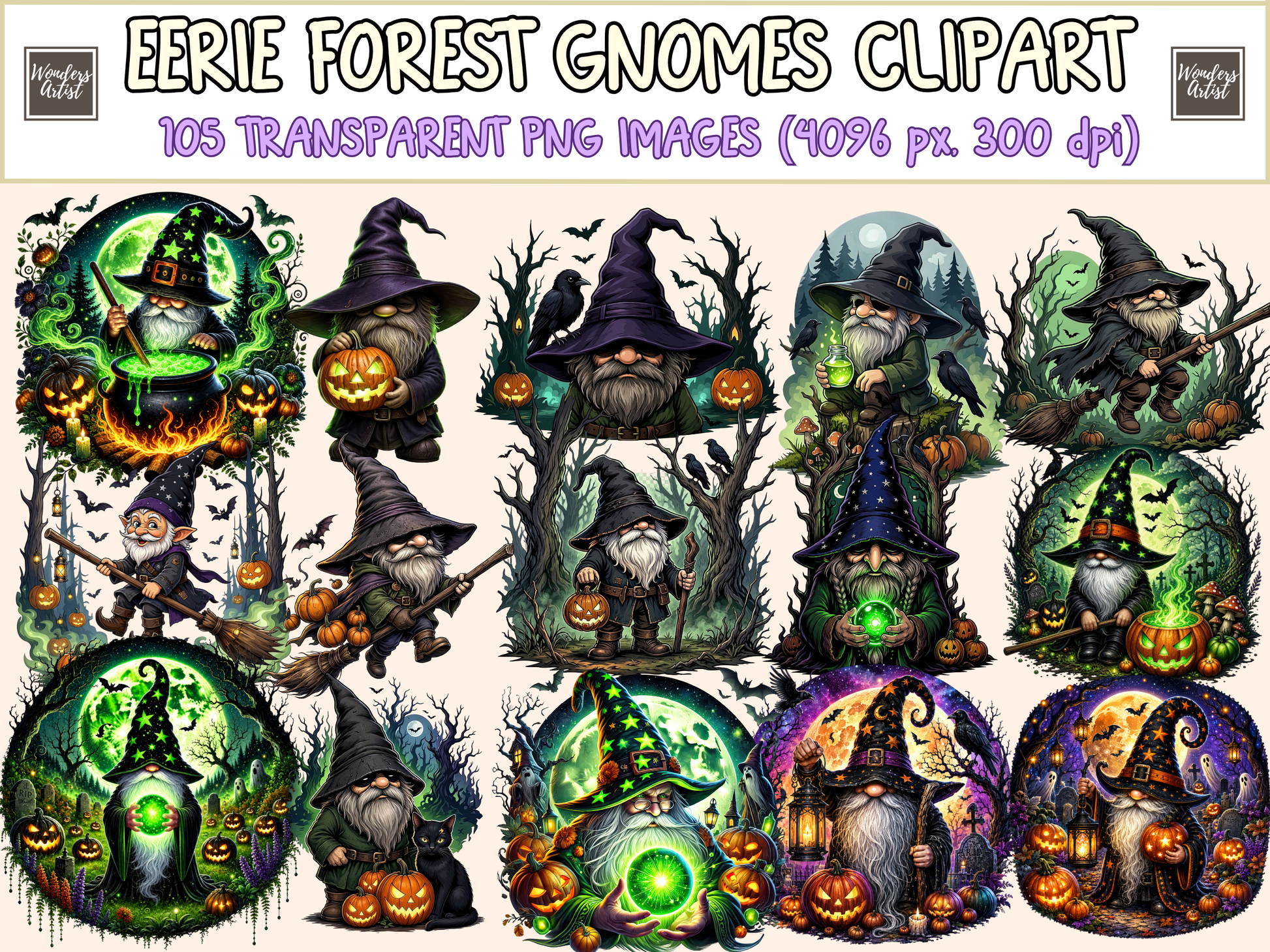 Eerie Forest Gnomes Clipart
