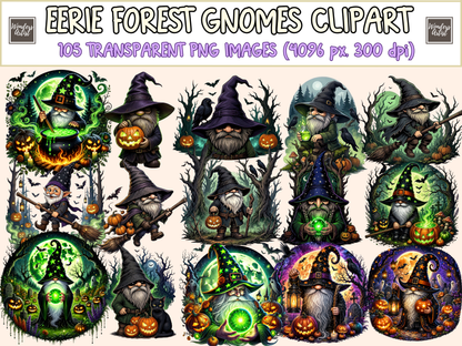 Eerie Forest Gnomes Clipart