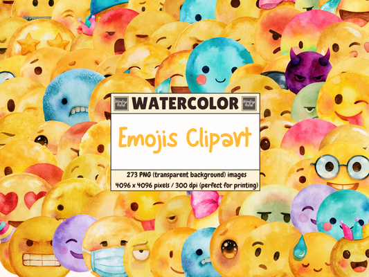 Emojis Watercolor Clipart