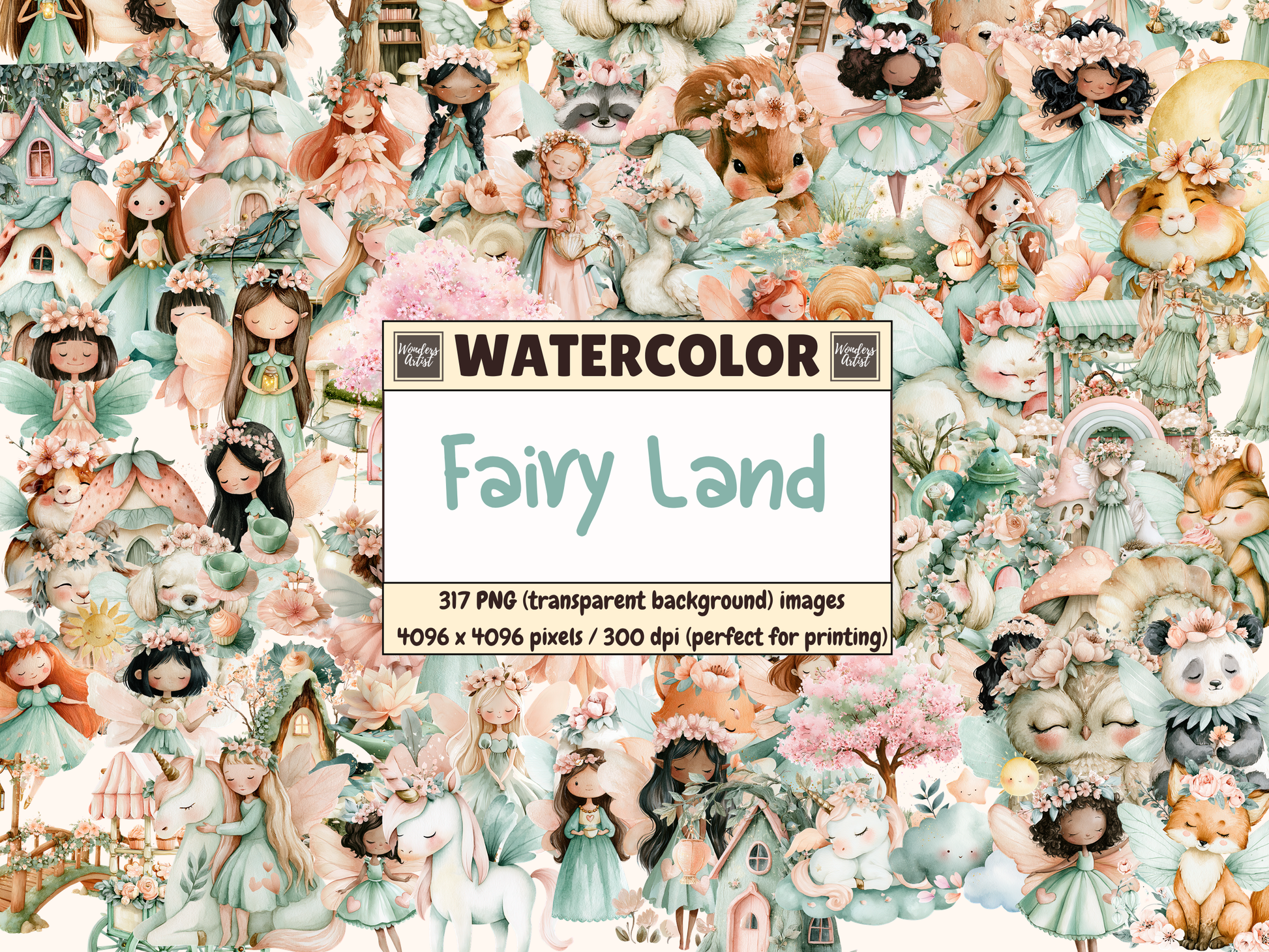 Fairy Land Watercolor Clipart
