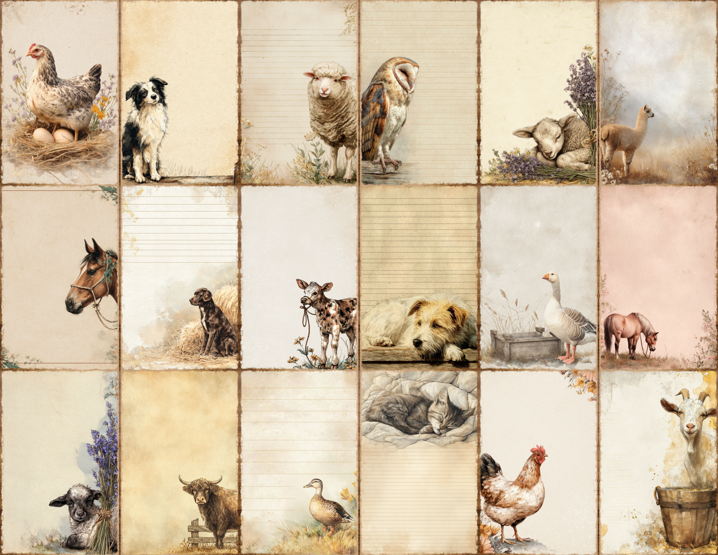 Farmhouse Animals Journal Pages