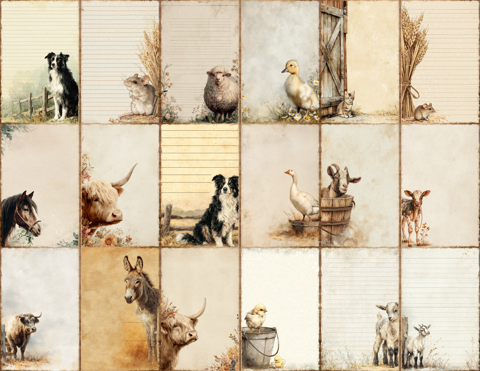 Farmhouse Animals Journal Pages