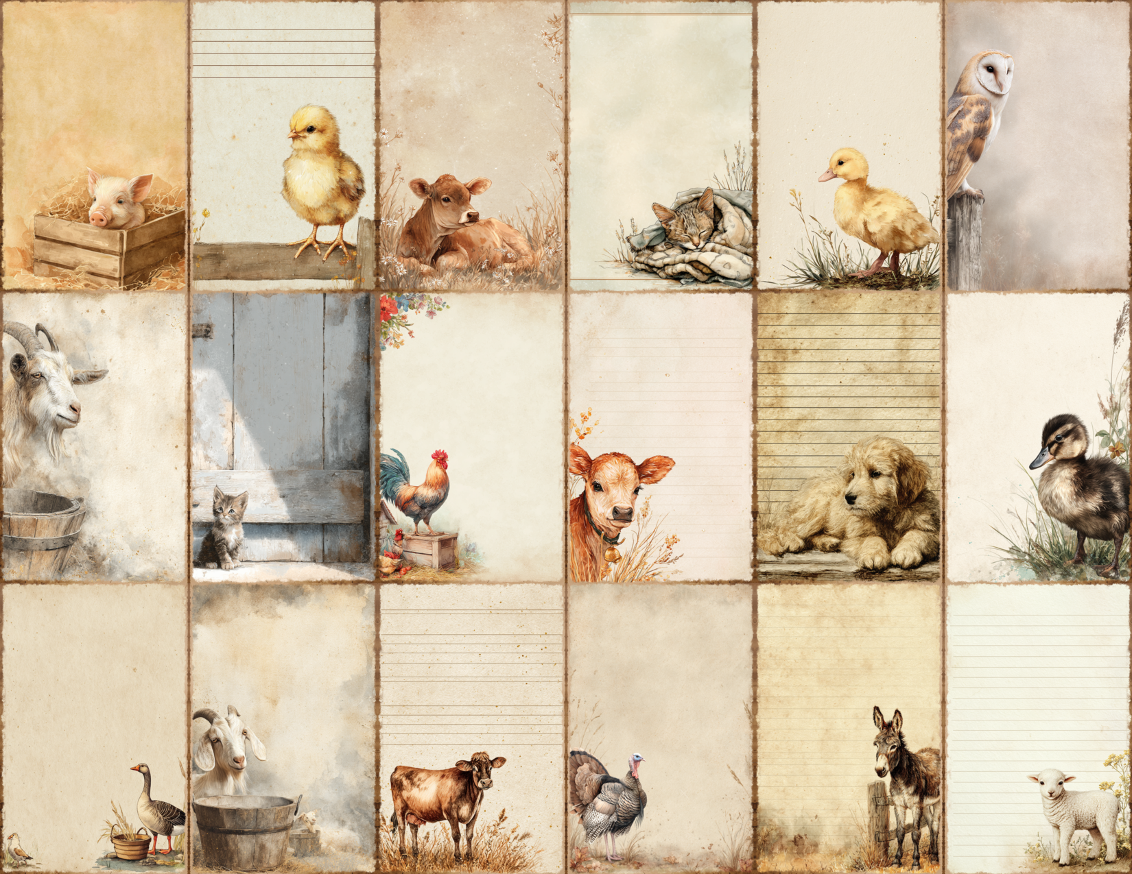 Farmhouse Animals Journal Pages