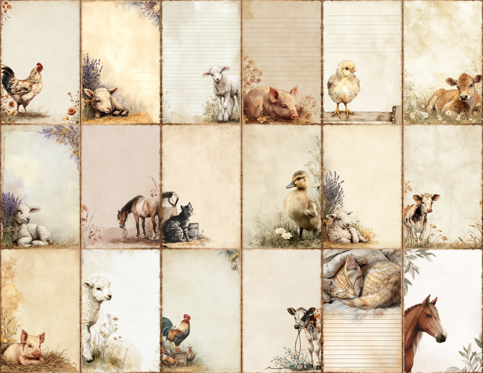 Farmhouse Animals Journal Pages