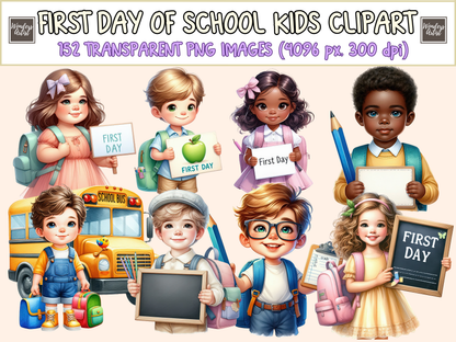 First Day of School Kids Clipart