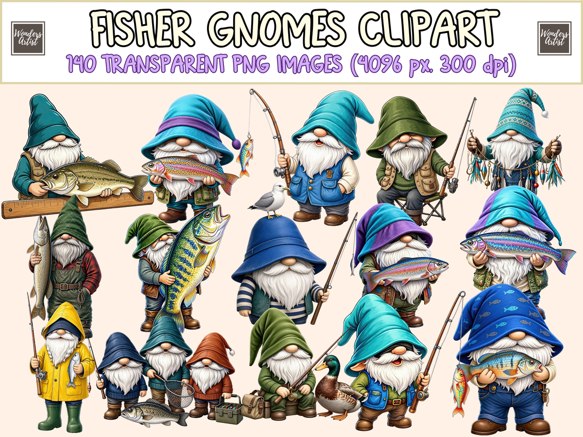 Fisher Gnomes Clipart