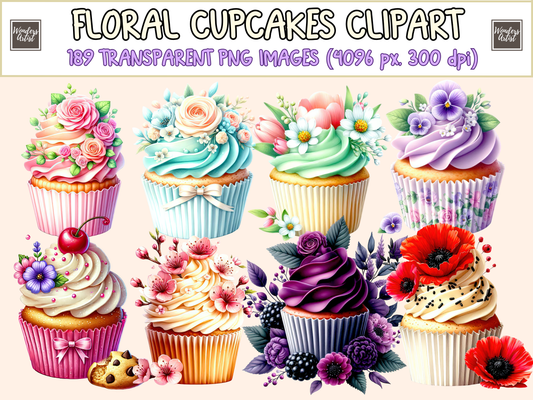 Floral Cupcakes Clipart