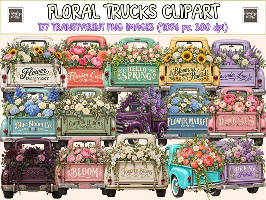 Floral Trucks Clipart