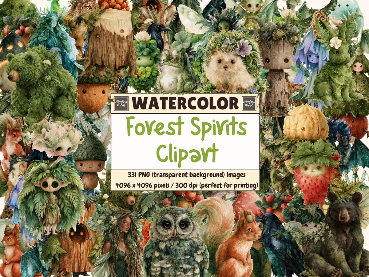Forest Spirits Watercolor Clipart