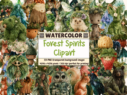 Forest Spirits Watercolor Clipart