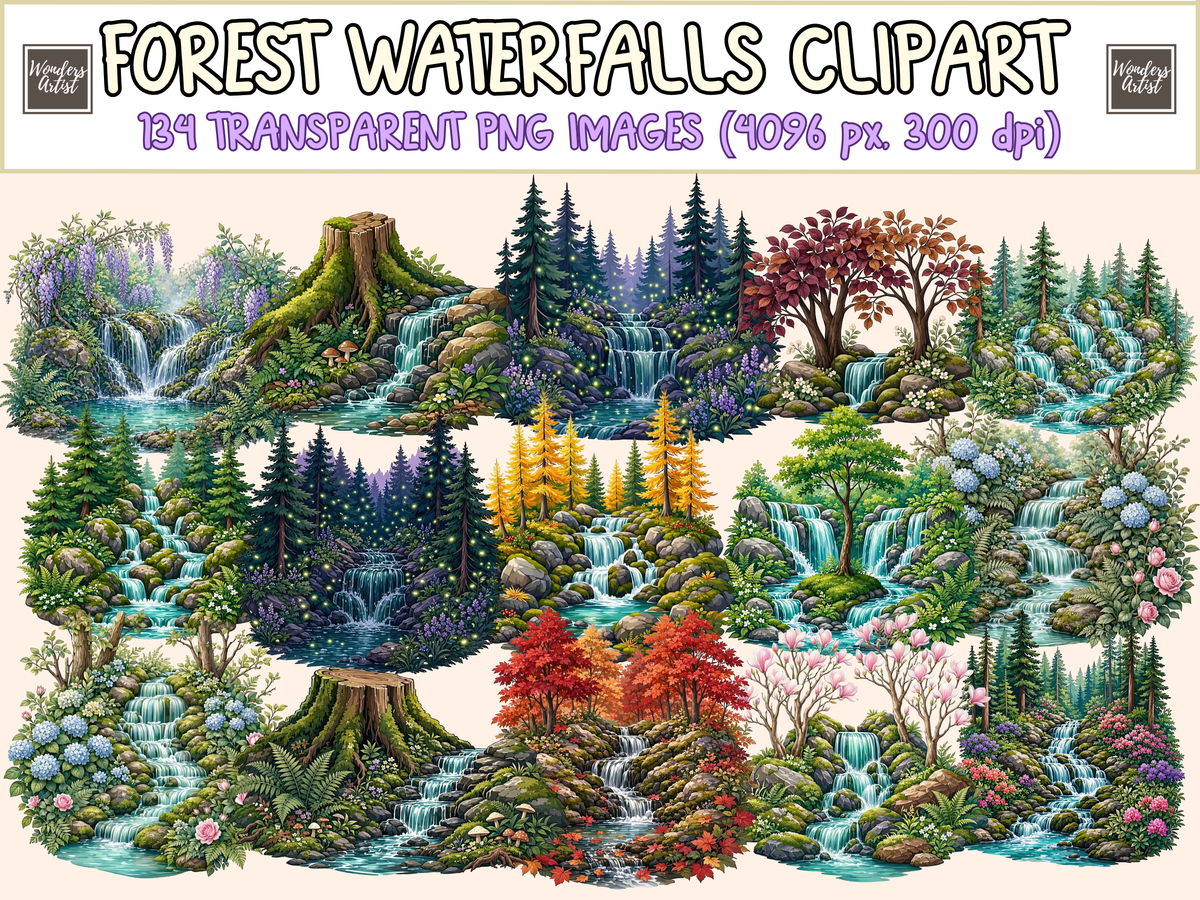 Forest Waterfalls Clipart