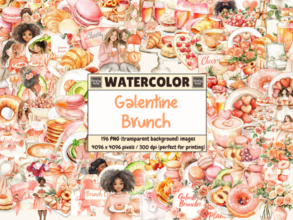 Galentine Brunch Watercolor Clipart