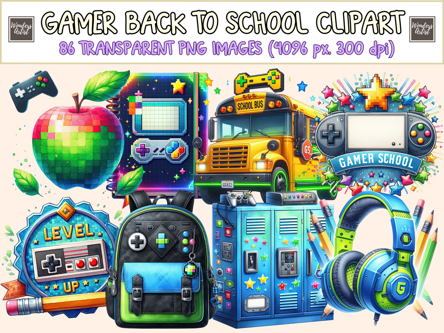 Gamer Back to School Clipart