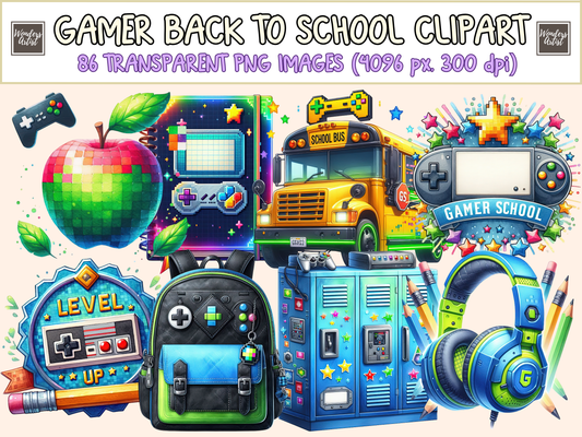 Gamer Back to School Clipart