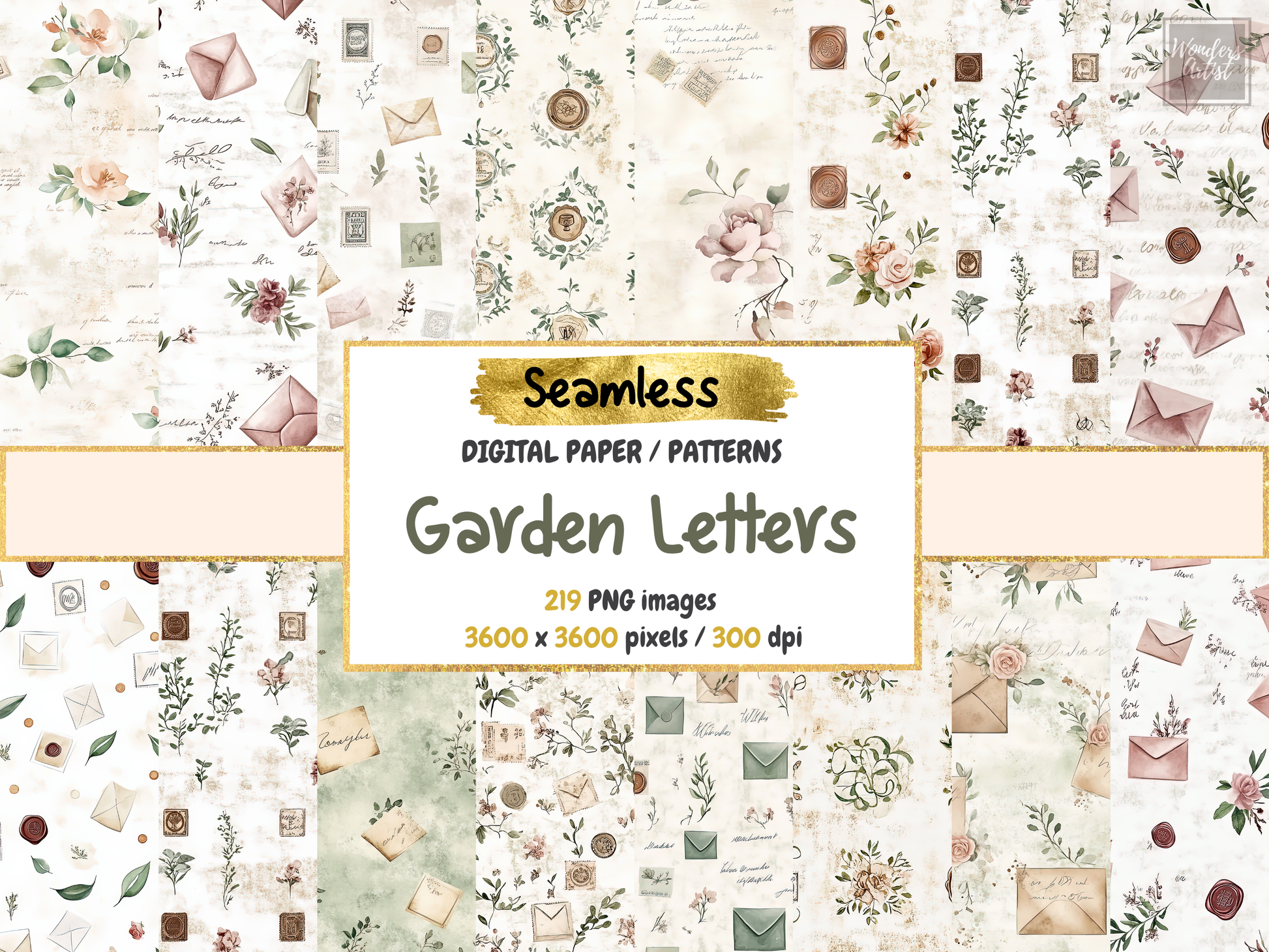Garden Letters Digital Paper