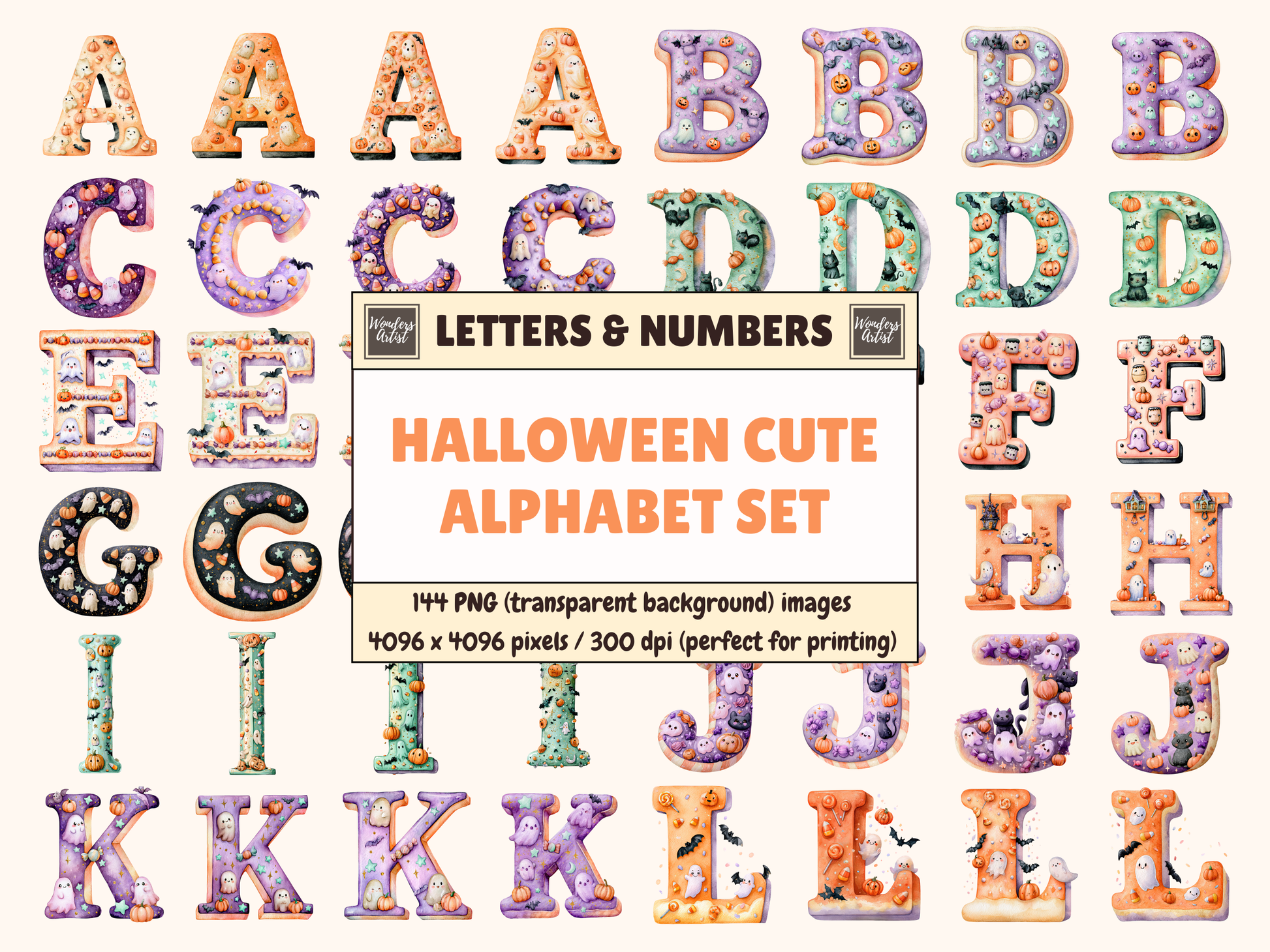 Halloween Cute Alphabet & Numbers