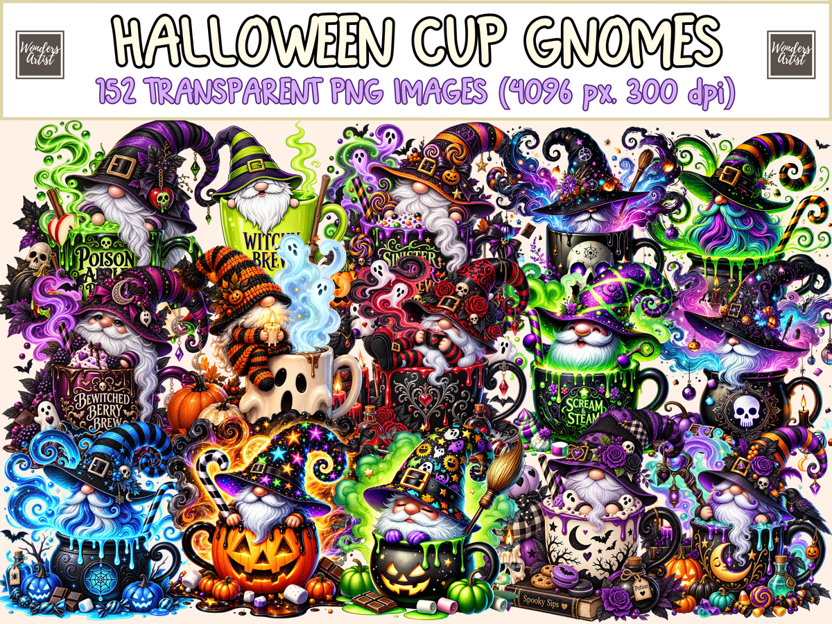 Halloween Cup Gnomes Clipart