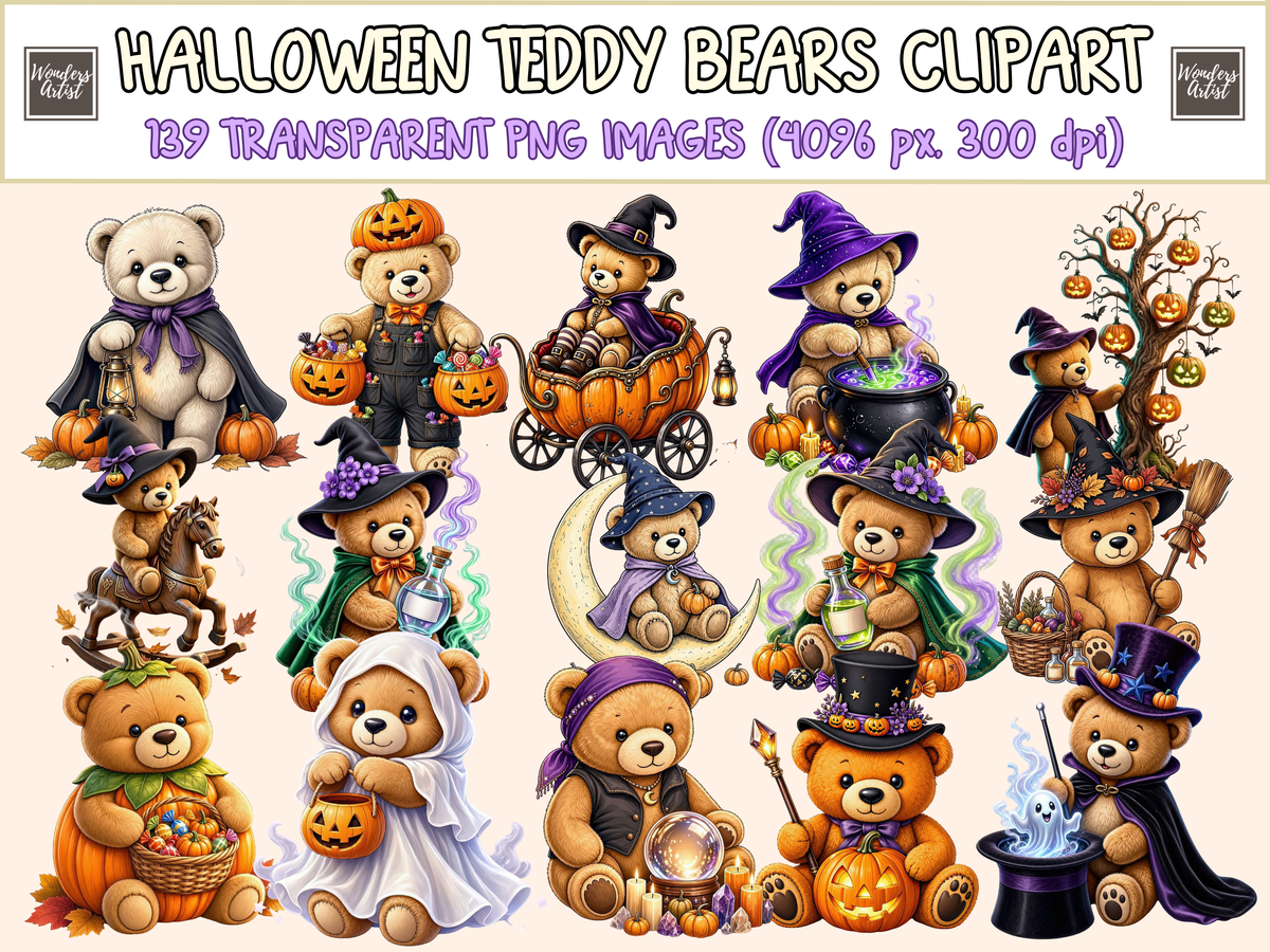 Halloween Teddy Bears Clipart