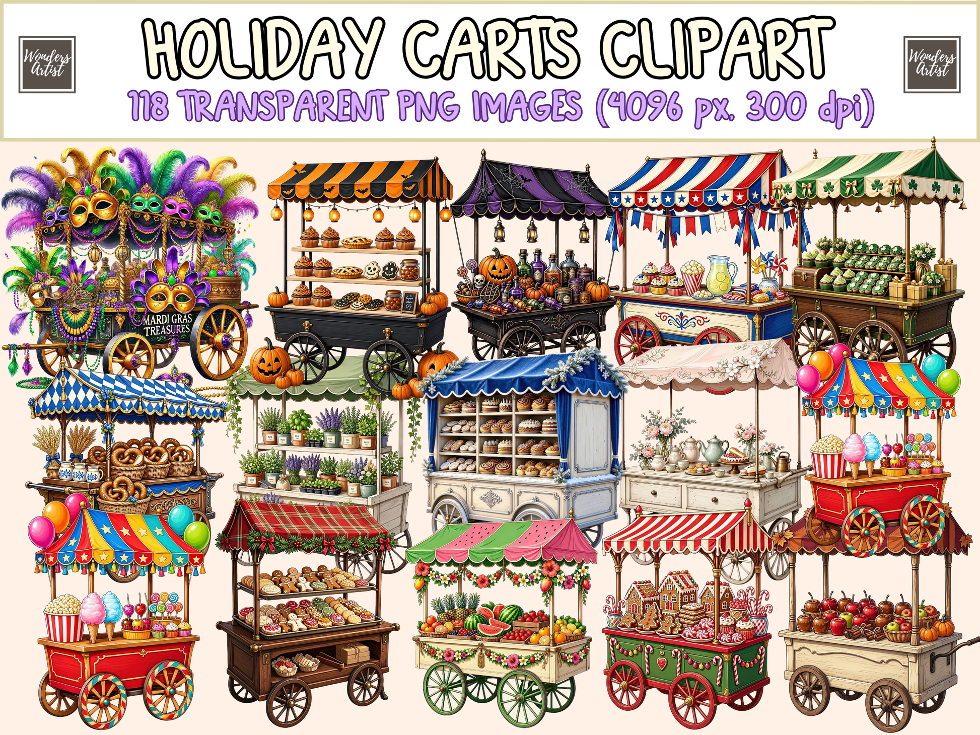 Holiday Carts Clipart