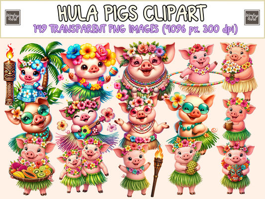 Hula Pigs Clipart