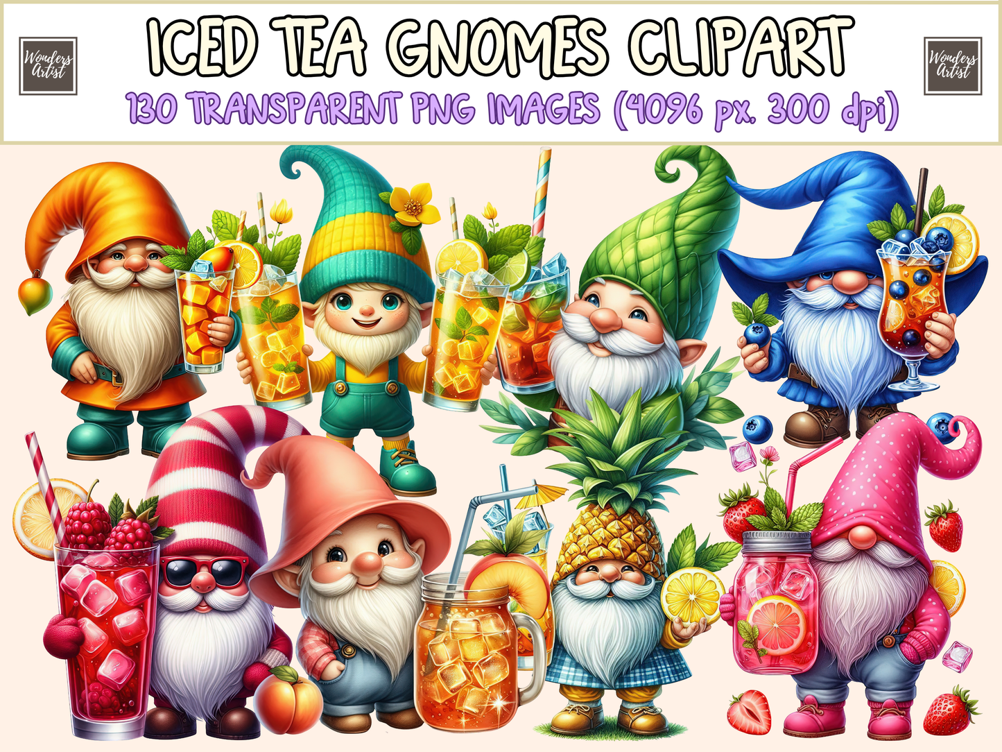 Iced Tea Gnomes Clipart