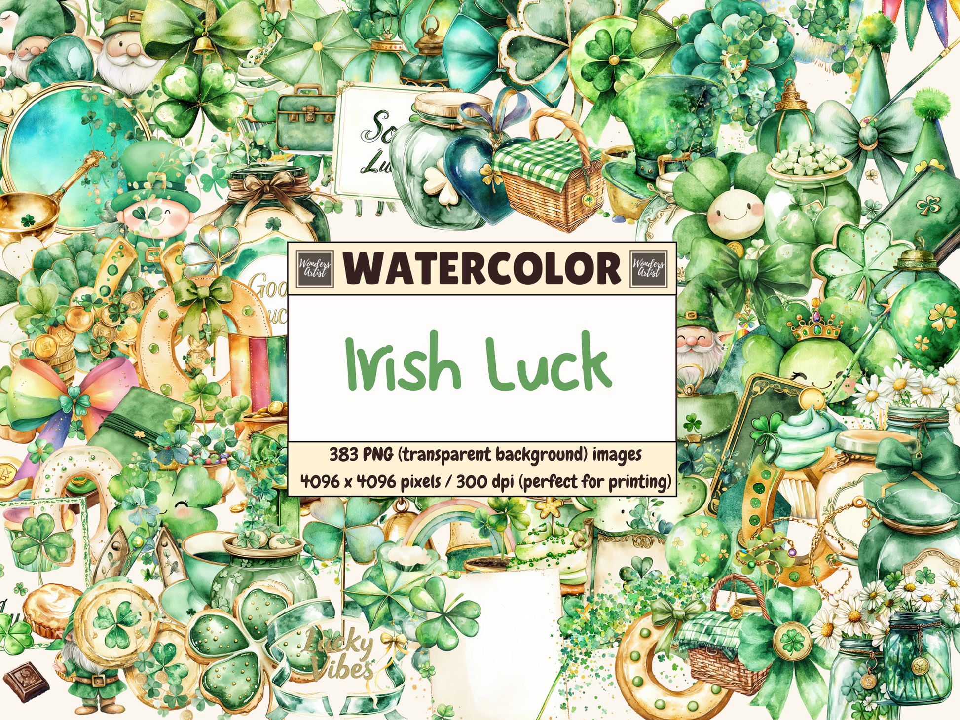 Irish Luck Watercolor Clipart