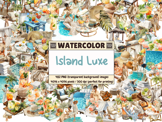 Island Luxe Watercolor Clipart