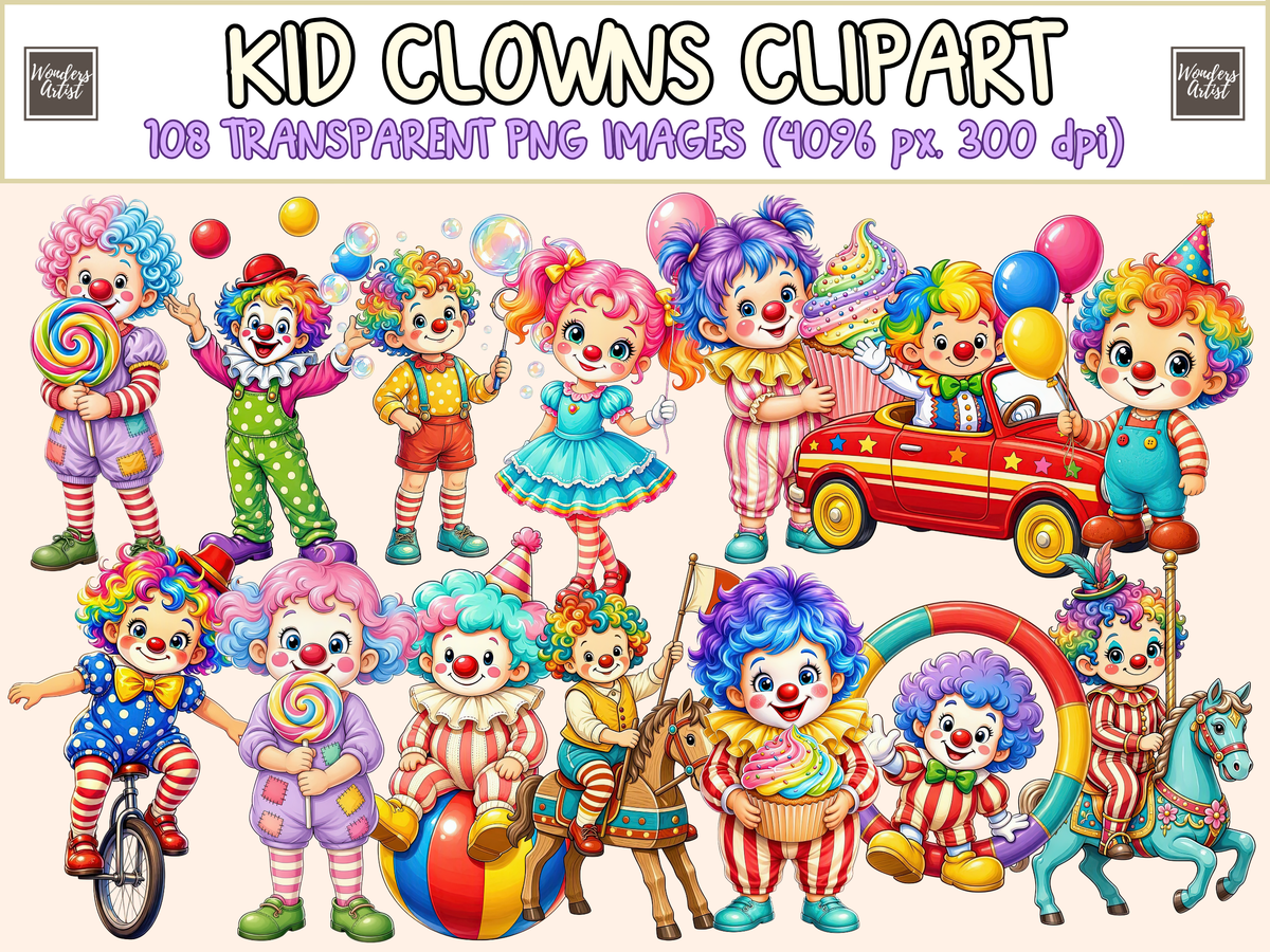 Kid Clowns Clipart