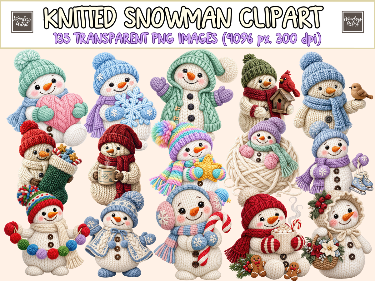 Knitted Snowman Clipart